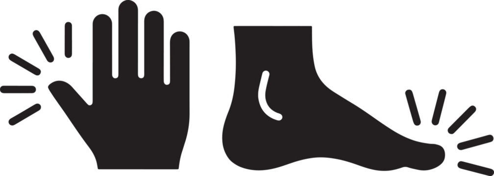 Hand and Foot Pain Icon Body Ache Medical Symptom Vector Illustration
