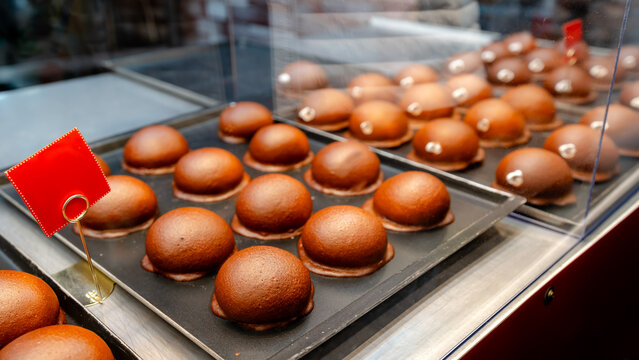 Mini mocha buns with whipped cream at Bupyeong Kkangtong Market