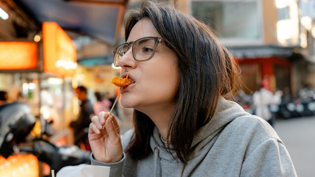Savoring sweet potato at Fengjia Night Market