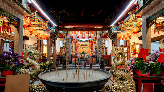 Wanchun Temple interior with traditional decor