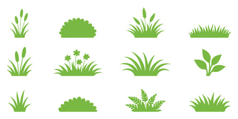 Vector field icons horizon stalk thin edge icon stalks grass prairie growth. A set of silhouette Grass vector illustration. eps 10 © Hike Studio 444