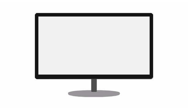 Modern desktop monitor mockup front view with clear empty screen isolated on white for digital product display.