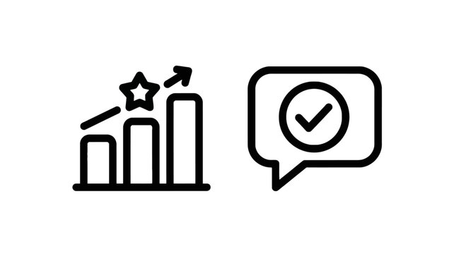 Business success with upward trend chart and star speech bubble with check mark business growth achievement business