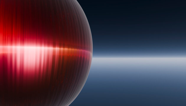 Abstract red sphere 3D render with light streak on dark