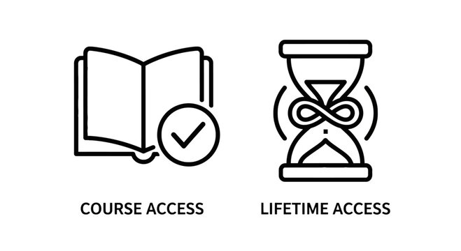 Course access and lifetime access concept illustration with e learning lifetime education learning training knowledge development e-learning
