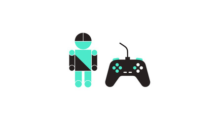 Modern Robot Figure and Video Game Controller Icons © as