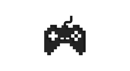 Pixel Art Video Game Controller Icon Isolated on White © as