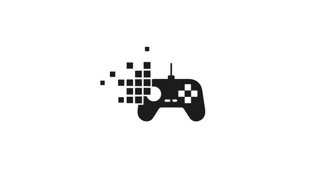Digital Game Controller with Pixel Disintegration Effect Icon