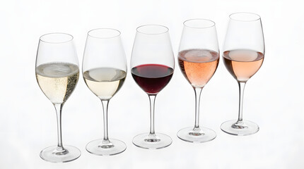 Fototapeta premium elegant wine glasses on white background