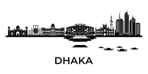 Obraz premium Dhaka city skyline silhouette vector banner