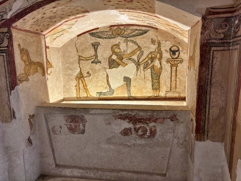 A view of the Kom es-Shoqafa Catacombs in Alexandria, Egypt.