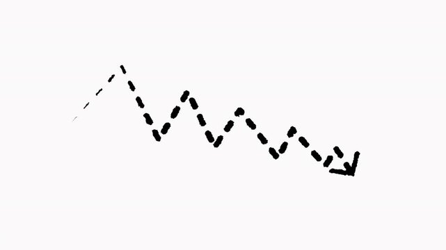 Dashed Zigzag Chart Arrow down Bull Market Motion Graphics Alpha Channel 4K