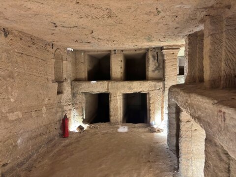 A view of the Kom es-Shoqafa Catacombs in Alexandria, Egypt.