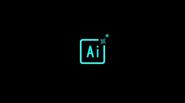 Minimalist neon a i animation on black background abstract digital technology concept