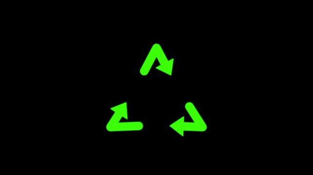 Neon green glowing arrows pointing in different directions on dark background motion animation loop