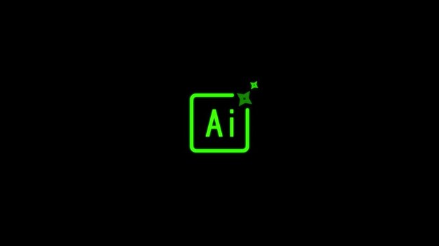 Futuristic a i digital interface glowing green on black background technology innovation concept