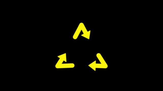Neon yellow glowing arrows pointing in different directions against black background motion