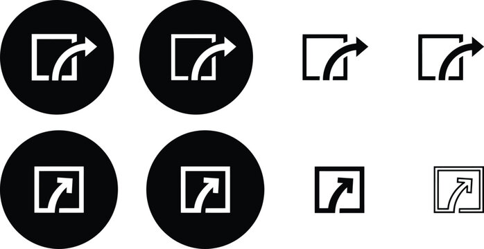 External link icons collection for web navigation and digital access featuring symbols for sharing and redirection.