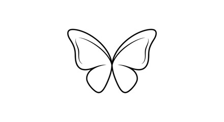 Butterfly silhouette on a white background simple linear design © Momtaj
