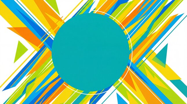 Colorful abstract background with diagonal brush strokes and center circle