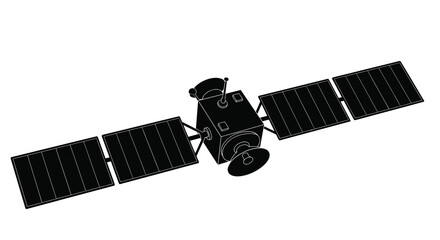 Satellite Silhouette With Solar Panels On White Background © Tamim