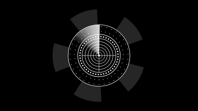 Realistic radar in searching. Military search system blip 4k motion animation. Navigation interface. Available in 4K video render footage in black background.4k video.