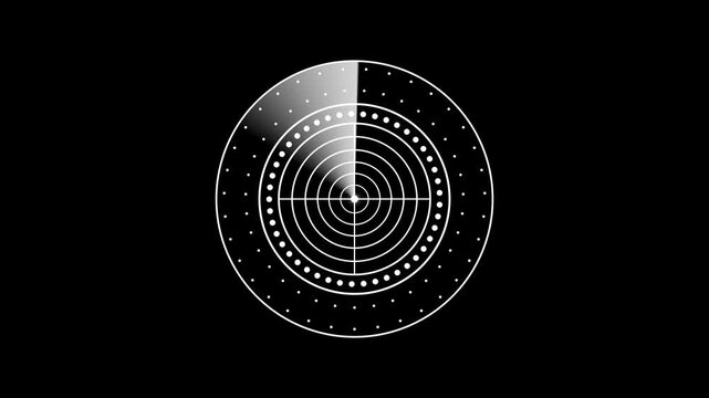 Realistic radar in searching. Military search system blip 4k motion animation. Navigation interface. Available in 4K video render footage in black background.4k video.