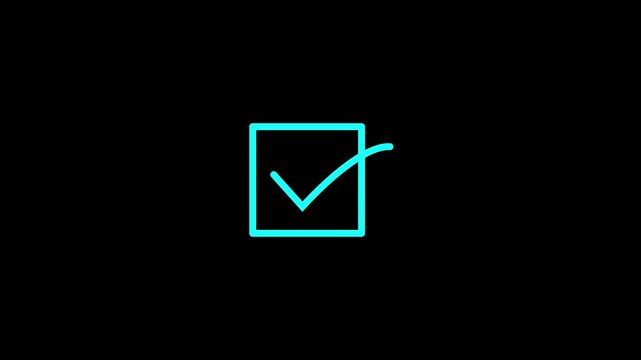 Checkmark Icons And Empty Box On Black Background. Flat Design.