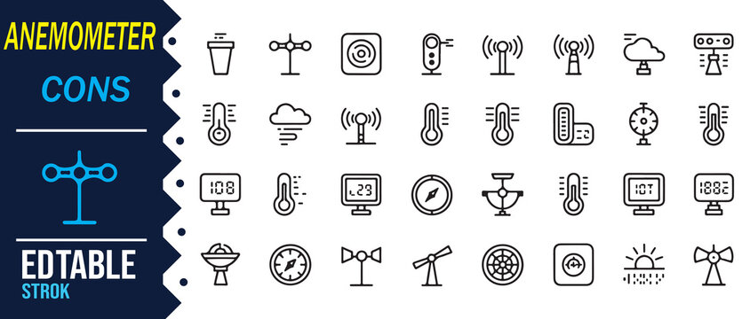 Wind Measurement Icon Pack With Anemometer Limitation Symbols
