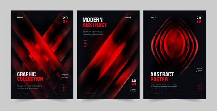 Abstract Red Black Geometric Poster Template with Dynamic Gradient Background, Geometric Poster Design