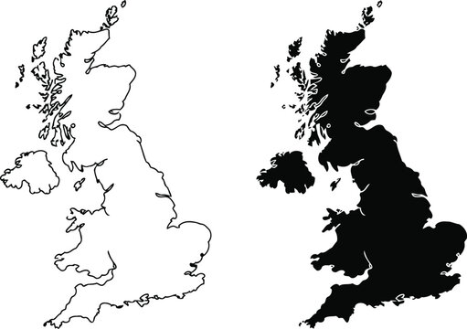 United kingdom country map silhouette vector illustration