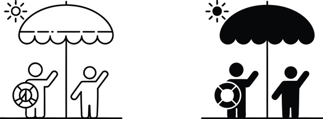 Summer vacation people with beach vector illustration © Ripon