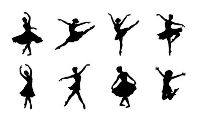 Ballet Dancer Silhouettes: Graceful Poses, Elegant Movement, Performance Art Vector Set © Rohomot