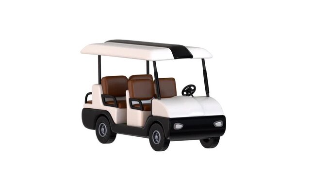 3D Golf Cart Icon Animation for Golf Course, Electric Vehicle, Recreation and Resort Transportation, 4K Animation