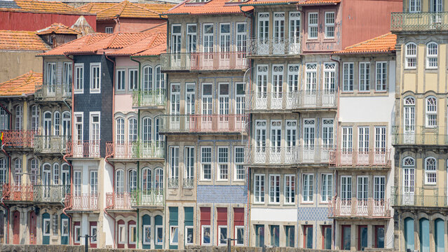 Colorful facades of historic Porto architecture