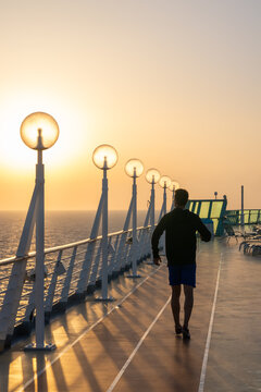 Relaxing cruise scene with sunset and ocean views