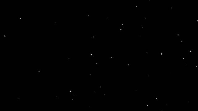 Night stars skies with twitching or blinking stars motion background. Looping seamless space background. Twinkling stars background animation with shooting stars on black background. 4K