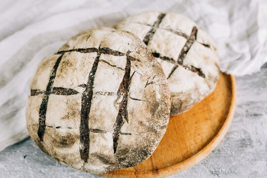 Rustic artisan bread loaves with organic ingredients