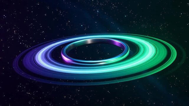 Aurora-Flowing Silver M&ouml;bius Ring in Cosmic Rotation