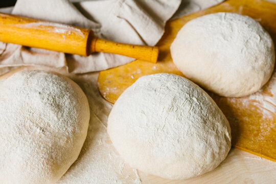Rustic artisan bread dough proofing with organic ingredients
