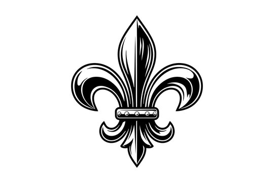 Black and white fleur de lis symbol illustration