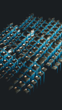 Abstract processor technology background with circuits and data flow