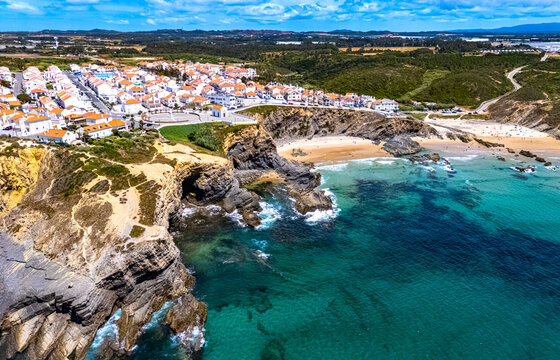 View of the beach in Zambujeira do Mar, Alentejo, Portugal