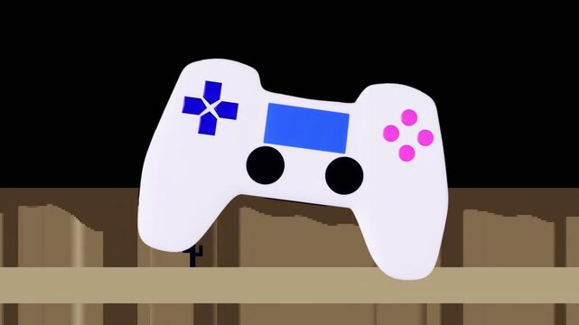 White game controller initiating via initial tilt, rocking and tilting above rail, showing balance
