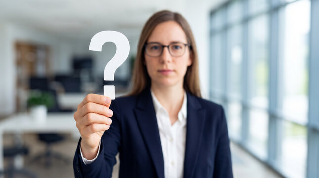 Professional holding Question mark, Question mark concept, concept for assessments, test, exam, quiz, puzzle, knowledge checks backgrounds, concept of help, concept of solution.