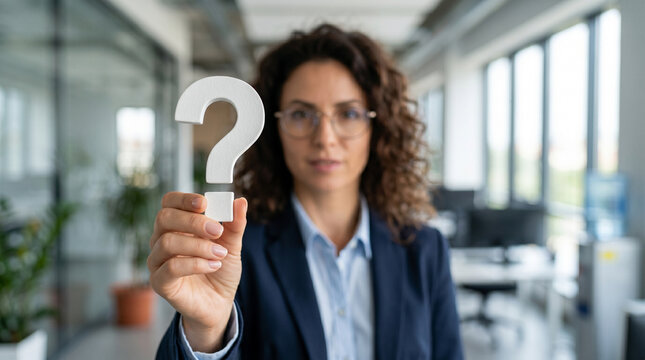 Professional holding Question mark, Question mark concept, concept for assessments, test, exam, quiz, puzzle, knowledge checks backgrounds, concept of help, concept of solution.