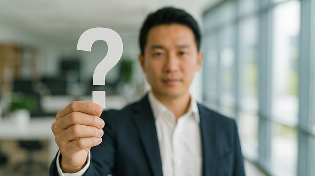 Professional holding Question mark, Question mark concept, concept for assessments, test, exam, quiz, puzzle, knowledge checks backgrounds, concept of help, concept of solution.