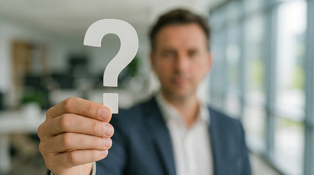Professional holding Question mark, Question mark concept, concept for assessments, test, exam, quiz, puzzle, knowledge checks backgrounds, concept of help, concept of solution.