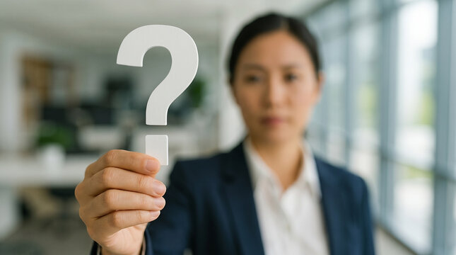 Professional holding Question mark, Question mark concept, concept for assessments, test, exam, quiz, puzzle, knowledge checks backgrounds, concept of help, concept of solution.