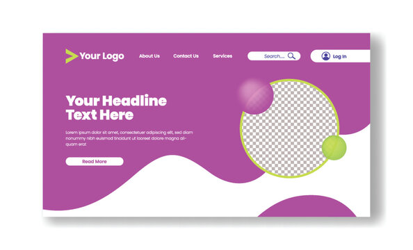 Abstract website landing page hero template design for website horizontal banner with organic fluid shapes in vibrant magenta color scheme for marketing agency web interface asset
